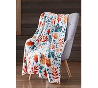 Fall Harvest Autumn Leaves Fleece Throw Blanket: Contemporary Autumn Leaf Print on Soft White Velvet Fleece for Living Room Couch Chair Bed or Dorm
