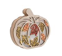 Fall Harvest Festivals Wooden Pumpkin Table Sign Leaf Cutouts LED Light Decoration Home Accent For Seasonal Display Indoor Autumn Desktop Decoration