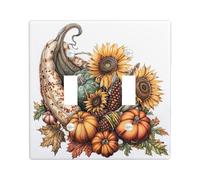 Fall Harvest Light Switch Cover Plate, Festive Autumn Pumpkin Sunflower Single Toggle Wall Plates, Thanksgiving Decor, Rustic Farmhouse Accents, Standard Size Thermoplastic Plate Double Toggle