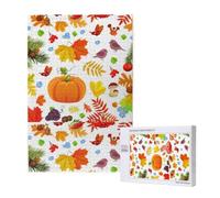 Fall Harvest Pumpkins Autumn Thanksgiving Maple Leaf,1000 Pieces Adults Puzzle Game Challenging Puzzles,Jigsaw Puzzles
