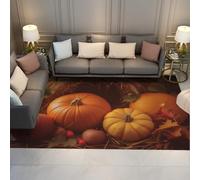 Fall Harvest Thanksgiving Decor Area Rug Autumn Pumpkin Maple Leaf Rugs Soft Nursery Carpet for Living Room Bedroom Dining Room Patio 60x120cm