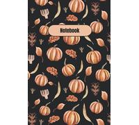 Fall | Harvest Themed College Ruled Lined Notebook with Pumpkin and Leaf Patterned Cover Design