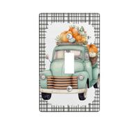 Fall Harvest Truck Light Switch Cover Plate, Mint Green Vintage Decor for Autumn Home, Thermoplastic Wall Plates, Standard Size Single Toggle