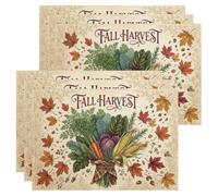 Fall Harvest Vegetable Bouquet Autumn Placemats Set of 6
