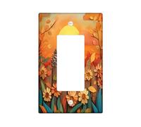 Fall Hedgehog Decorative Light Switch Cover Plate 1 Gang Single Rocker, Autumn Country Fence Electrical Faceplate for Kitchen Bathroom, Animal Switchcover Decor