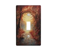 Fall Hedgehog Decorative Light Switch Cover Wall Plate 1 Gang Single Toggle, Autumn Nature Scene Electrical Faceplate for Kitchen Bathroom, Animal Switchcover Decor