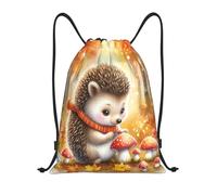 Fall Hedgehog Mushroom Flower Sack Backpack Versatile Gym Sack Backpack Waterproof String Bag For Climbing Gym Women 39X46Cm