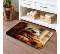 Fall Hedgehog Pumpkin Bath Mat, Cute Forest Animal Decor Absorbent Non-Slip Shower Rug, Autumn Cozy Memory Foam Washable Bath Rugs for Bathroom Toilet Restroom 20x32 Inch