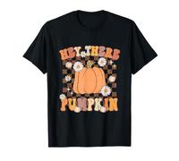 Fall Hey There Pumpkin Checkered Retro Groovy T-Shirt