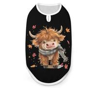 Fall Highland Cow Maple Leaves Dog Shirts Sleeveless T-Shirt Pet Tank Top Soft Summer Vests Clothes for Dogs And Cat M