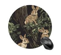 Fall Hunt Rabbits on Tree Stumps Round Mouse Pad Non-Slip Rubber Base for Office Gaming 7.8 Inch
