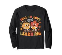 Fall in Love With Learning Retro Pumpkin Teacher Autumn Long Sleeve T-Shirt