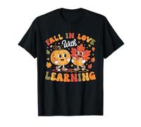 Fall in Love With Learning Retro Pumpkin Teacher Autumn T-Shirt