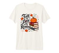 Fall in Love with Reading Pumpkin Books Autumn Reader Premium T-Shirt