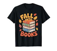 Fall Into Books Autumn Reading Cute Stacked Books T-Shirt