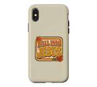 Fall Into Jesus Retro Christian Autumn Faith Leaf Design Case for iPhone X/XS