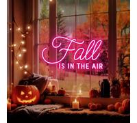 Fall is in The Air LED Neon Sign, Custom Fall Autumn Home Decor Neon Light Autumn Garden Party Decoration Sign Thanksgiving Door Wall Decor