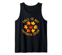 Fall is My Favorite Color Pumpkin Autumn Falling Leaves Tank Top