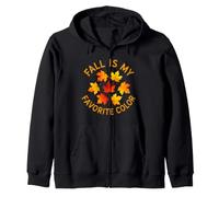 Fall is My Favorite Color Pumpkin Autumn Falling Leaves Zip Hoodie