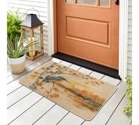 Fall Kingfishers Bird Front Black Door Mat Outside Inside Entrance 29 * 17, Autumn Birch Tree Leaf Outdoor Indoor Non Slip Doormat, Small Country Shoes Off Doormat for Patio Interior Garage