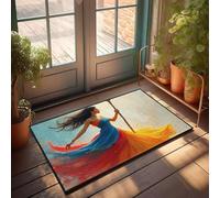 Fall Kitchen Mats For Floor A Woman In A Flowing Dress Holding A Staff, Surrounded By Vibrant Colors Doormat Outdoor Decorations For Patio Music Decor(65X90CM)