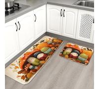 Fall Kitchen Mats for Floor, Cute Mushroom and Amphibian Design Soft Mats, Cushioned Comfort Washable Non Slip Decor Rugs for Kitchen Sinks Laundryroom Bathroom 2PCS