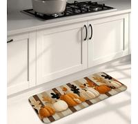Fall Kitchen Mats for Floor, Pumpkin Patch Rustic Cozy Mats, Cushioned Comfort Washable Non Slip Decor Rugs for Kitchen Sinks Laundryroom Bathroom 16x47 Inch