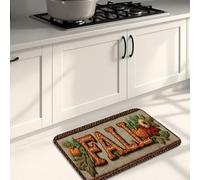 Fall Kitchen Mats for Floor, Rustic Pumpkins Vintage Soft Mats, Cushioned Comfort Washable Non Slip Decor Rugs for Kitchen Sinks Laundryroom Bathroom 16x24 Inch