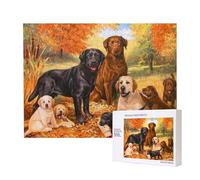 Fall Labrador Lab Golden Retriever Dog Thanking,500 Pieces Wooden Jigsaw Family Game Jigsaw Puzzles for Adults Teens Home Decor