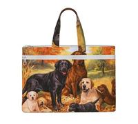 Fall Labrador Lab Golden Retriever Dog Thanking,Canvas Document Bag Zipper File Tote Bag Handbag Briefcase for School Office