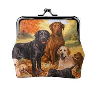 Fall Labrador Lab Golden Retriever Dog Thanking, PU Leather Coin Purse, Small Wallets, Change Pouch with Kiss Lock Clasp Buckle, Change Purse