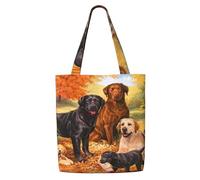 Fall Labrador Lab Golden Retriever Dog Thanking,Reusable Grocery Bags Shopping Tote Bags Large Capacity Canvas Shoulder bag