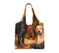 Fall Labrador Lab Golden Retriever Dog Thanking,Reusable Tote Bags Grocery Bags Large Capacity Canvas Shopping Shoulder bag