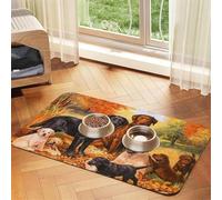 Fall Labrador Lab Golden Retriever Dog Thanking,Waterproof Pet Feeding Mat,PU Leather Placemats for Cat Dog Water Bowl,Food Mats,40x60cm
