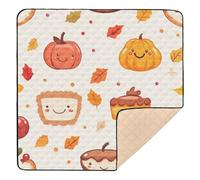 Fall Leaf and Pumpkin Yellow Large Sturdy Baby Playmat for Indoor Outdoor Comfortable Tummy Time Activity Mat for Baby Toddler Infant, 50'' x 50''