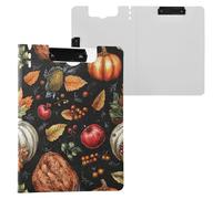 Fall Leaf Apples Pumpkins Folding Clipboard Two Metal Clips Pen Holder Clip Board with Cover Clipfolio Laboratory Accessories