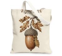 Fall Leaf Insects Canvas Tote Bag for Shopping 13 * 15, Holiday Acorn Maple Reusable Grocery Shoulder Cloth Bag for Women, Autumn Painting Gift Decoration