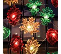 Fall Leaf Lights Thanksgiving Fairy String Lights Harvest Decorative Lights Maple Oak Decor 10ft 30LED USB Plug in or Battery Power Lights for Home Bedroom Autumn Wreath Tree Décor