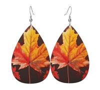 Fall Leaf Printed Leather Earring For Women,Teardrop Dangle Earrings For Women Friends Valentine Birthday Party Christmas Gifts