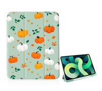 Fall Leaf Pumpkin Case for iPad A16 11th 11 Inch 2025/iPad 10th Gen 10.9 Inch 2022,[Pencil Holder+Auto Sleep/Wake],Slim Trifold Stand Protective Cover with Soft TPU Back,Green