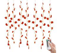 Fall Leaf Rope Lights, USB Fall Garland Lights for Patio, Seasonal Decor with Timer and 8 Modes Work, Decorative Lighting for Bedroom App