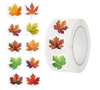 Fall Leaf Stickers, 500-Piece Maple Leaf Envelope Seal Stickers, PVC Decal Roll for Scrapbook, Planner, Crafts, Water Bottle, Autumn, Thanksgiving Decor