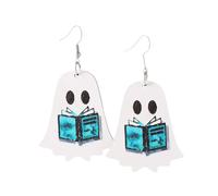 Fall Leather Earrings Wooden Double Side Earrings Halloween For Women Cute Funny Halloween Lightweight Wood Dangle Drop Party Jewelry (Light Gray, One Size)