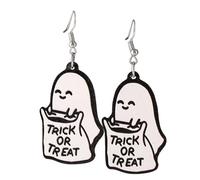 Fall Leather Earrings Wooden Double Side Earrings Halloween For Women Cute Funny Halloween Lightweight Wood Dangle Drop Party Jewelry (White, One Size)