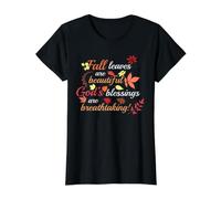 Fall Leaves are Beautiful God's Blessings are Breathtaking Value Graphic T-Shirt, Women, Black, L