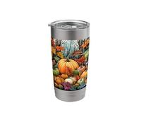 Fall Leaves Autumn Pumpkin Pattern Autumn Color Foliage Stainless Steel Insulated Tumbler