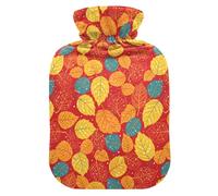 Fall Leaves Dots Red Hot Water Bottle with Cover for Pain Relief Hand Feet Warmer for Menstrual Cramps, 2L