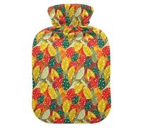 Fall Leaves Dots Red Hot Water Bottle with Cover for Pain Relief Warm Water Bag for Headaches, 2L