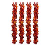 Fall Leaves Garland - 4 Pieces Faux Thanksgiving Decor Garlands | Weather-Resistant Harvest Seasonal Decoration for Lawn, Entryway, Wall, Patio, Balcony, Yard, Garden, Window, Indoor & Outdoor Use