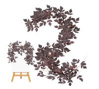 Fall Leaves Garland 5.9ft Realistic Dark Plum Halloween Decor